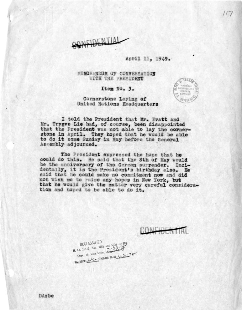 Memorandum of Conversation with the President