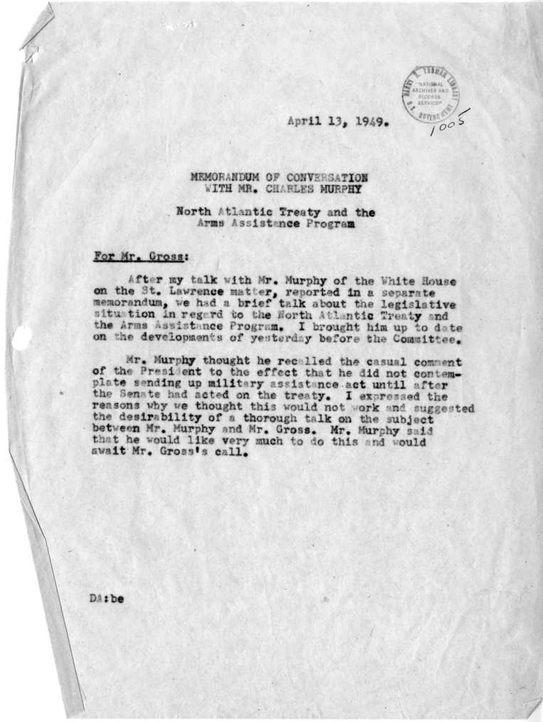Memorandum of Conversation with Mr. Charles Murphy