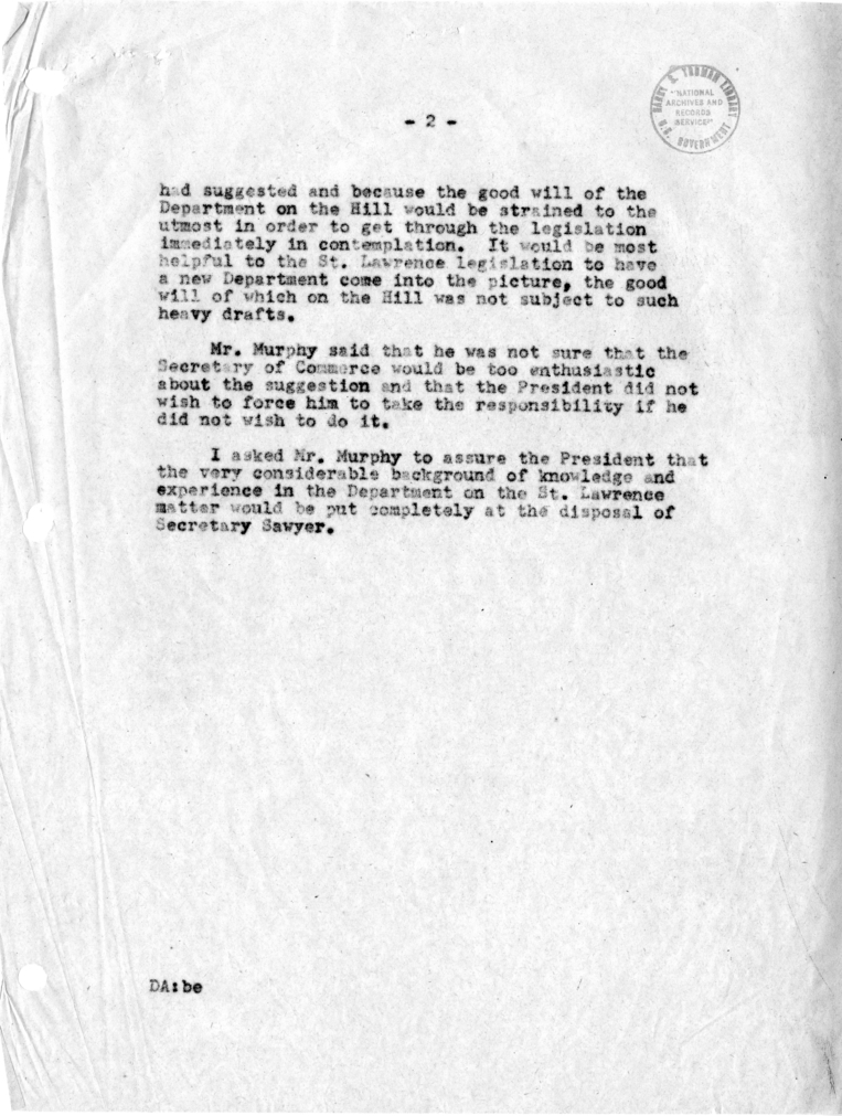 Memorandum of Conversation with Mr. Charles Murphy