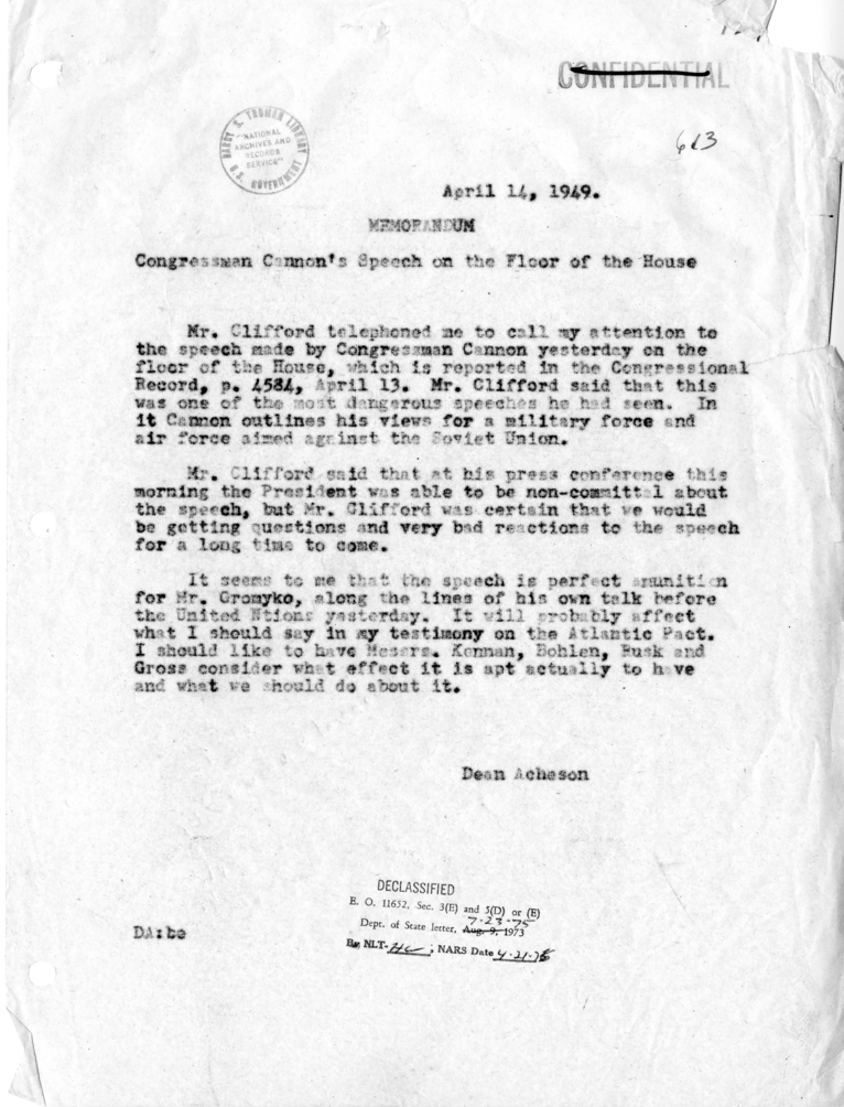 Memorandum of Conversation with Clark Clifford