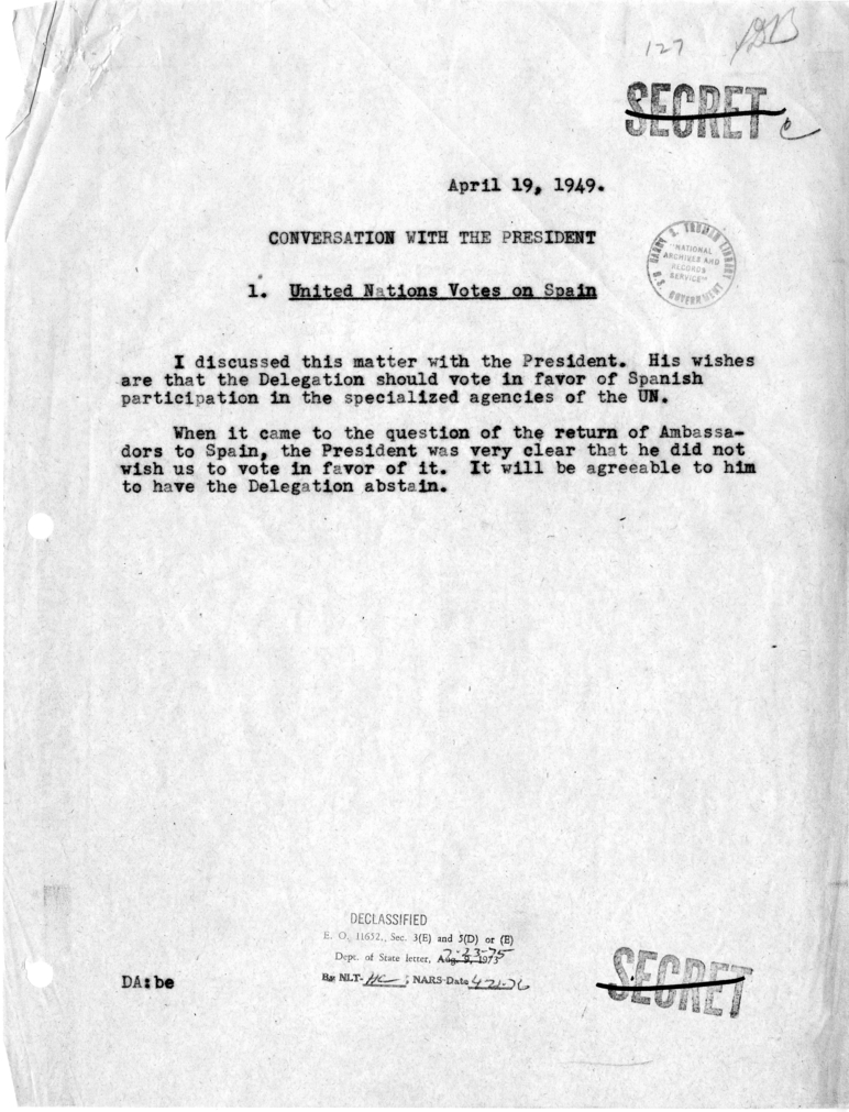 Memorandum of Conversation with the President