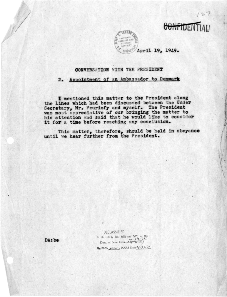 Memorandum of Conversation with the President