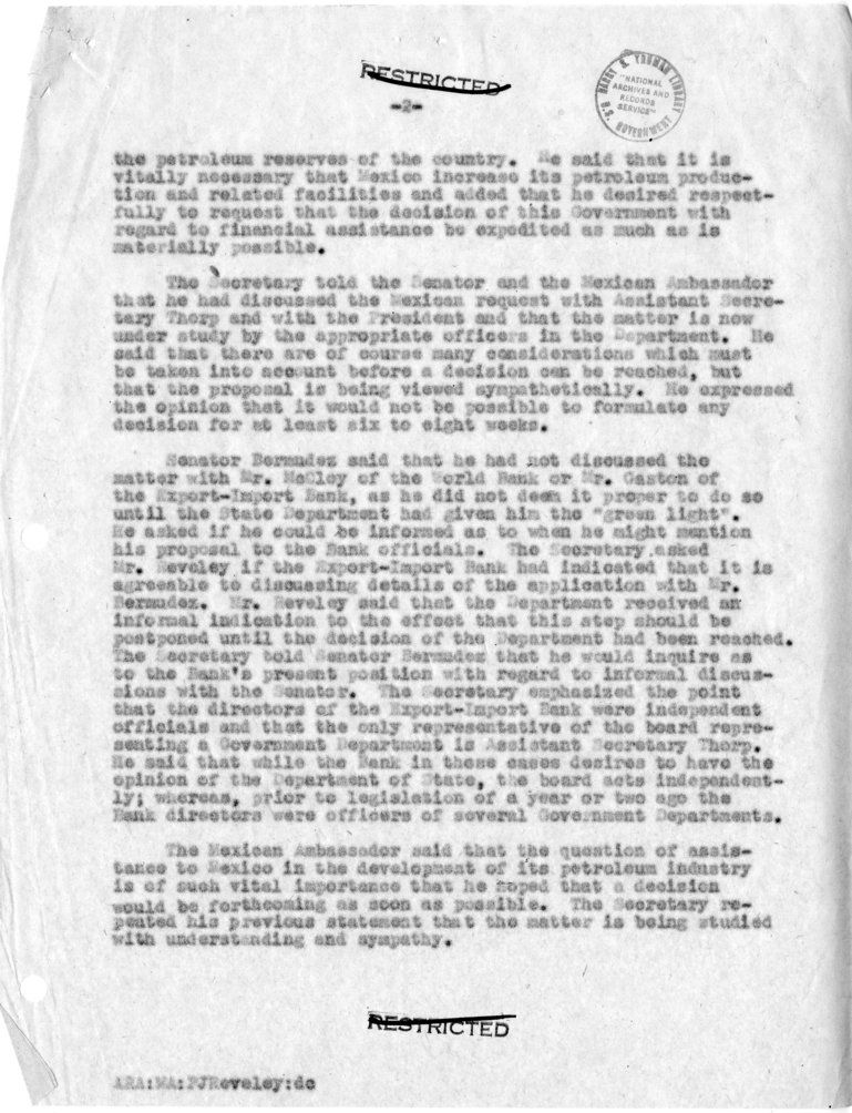 Memorandum of Conversation with the Ambassador of Mexico and Others