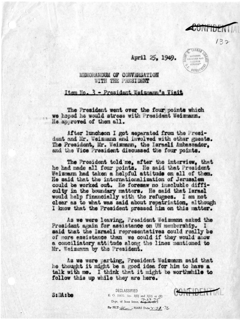Memorandum of Conversation with the President