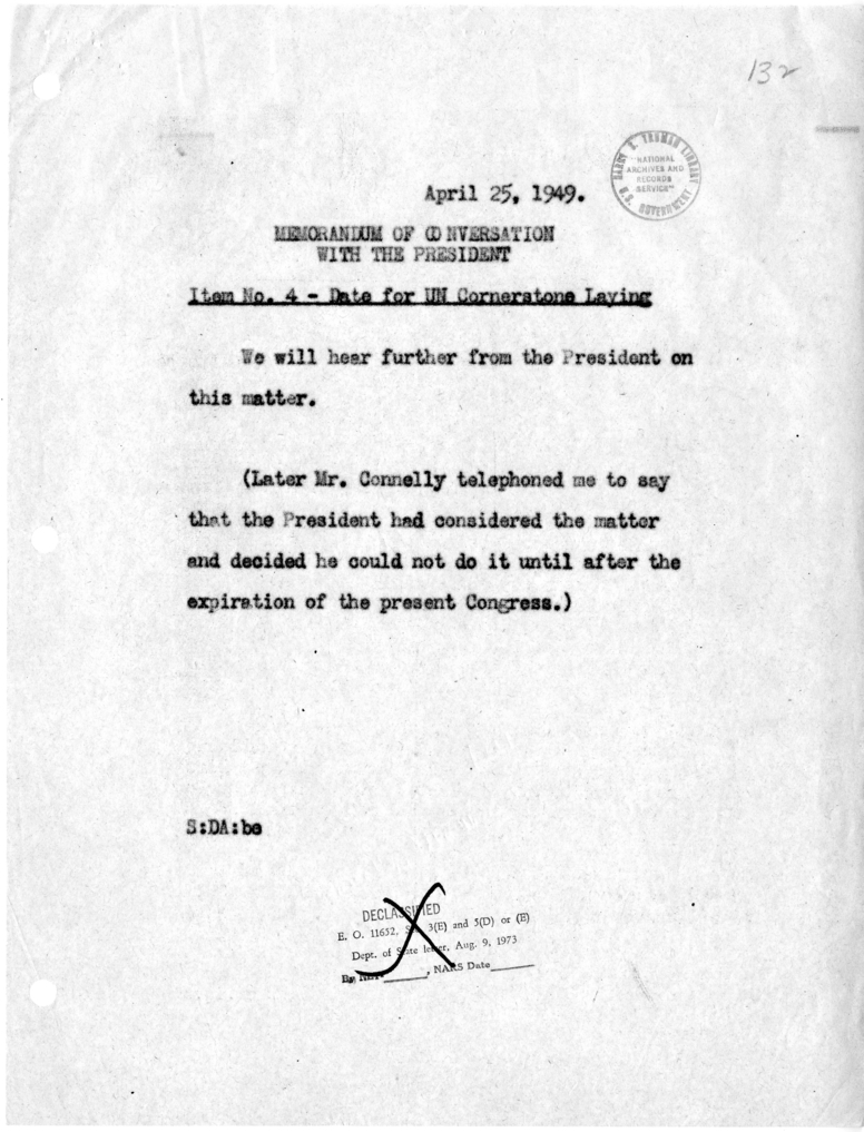 Memorandum of Conversation with the President