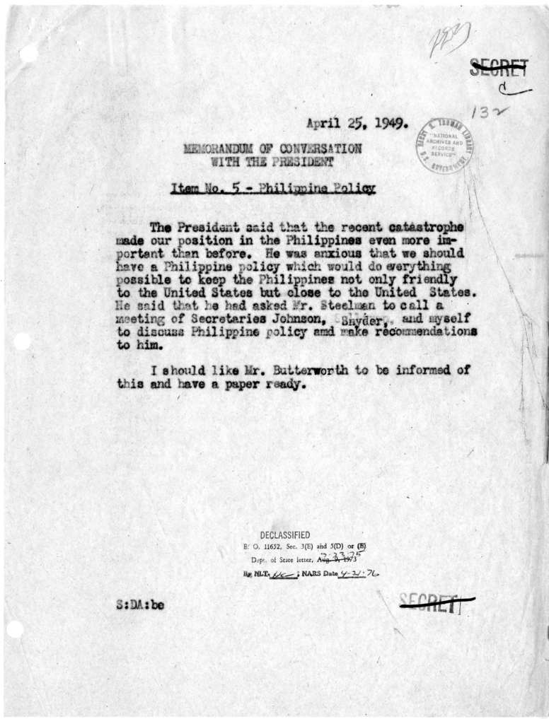 Memorandum of Conversation with the President