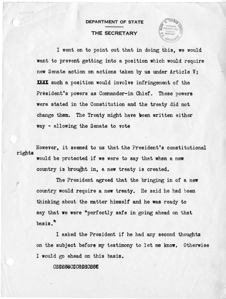 Memorandum of Conversation with the President