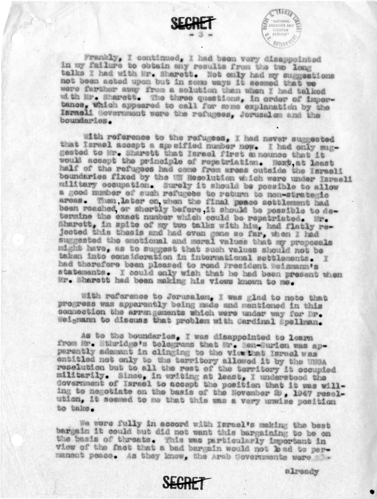 Memorandum of Conversation with Eliahu Elath and Abba Eban