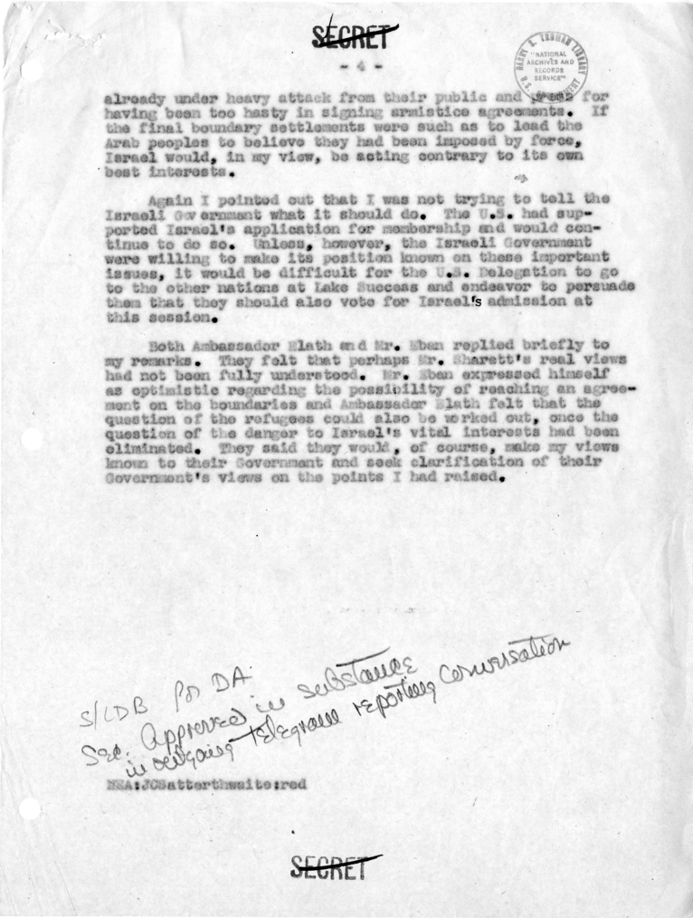 Memorandum of Conversation with Eliahu Elath and Abba Eban