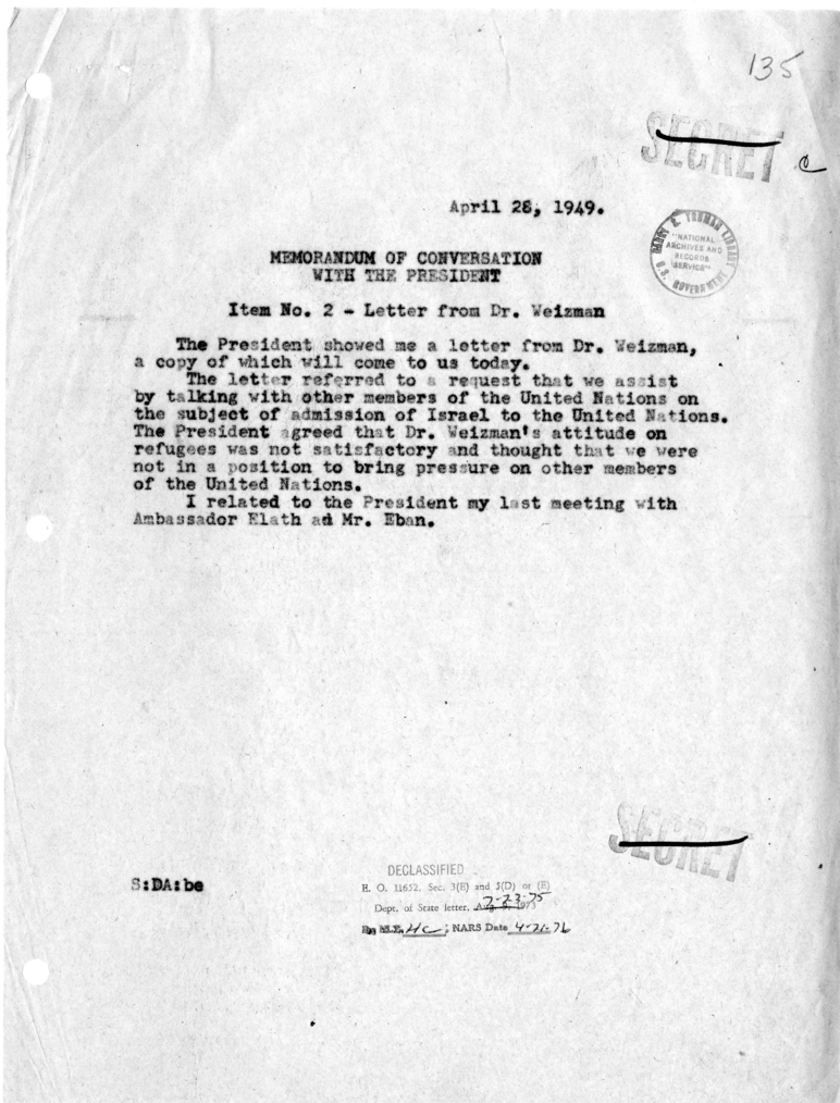 Memorandum of Conversation with the President
