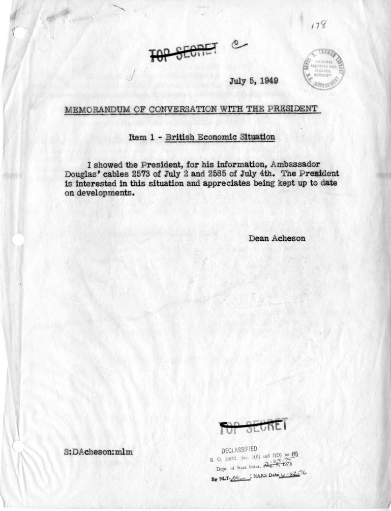 Memorandum of Conversation with the President