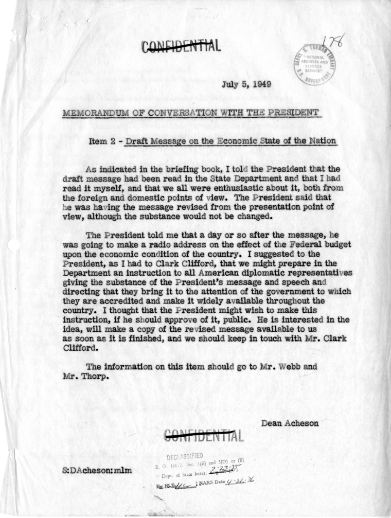 Memorandum of Conversation with the President