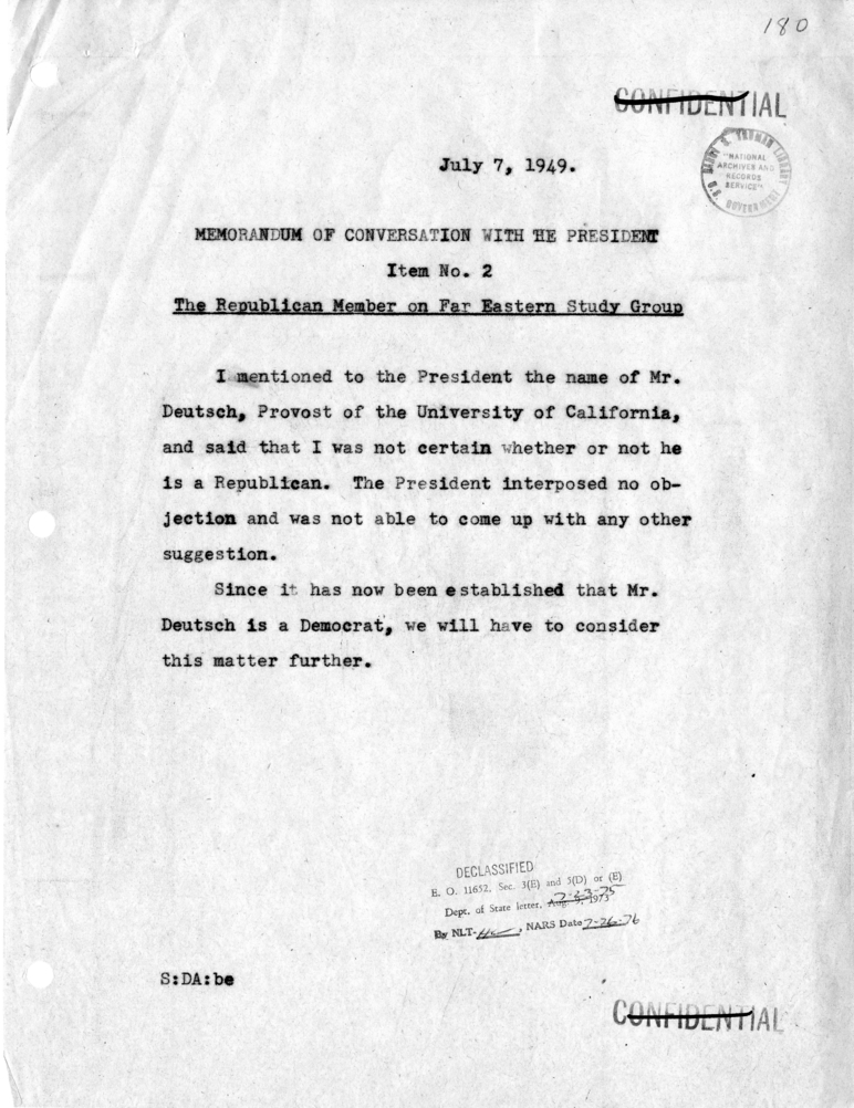Memorandum of Conversation with the President