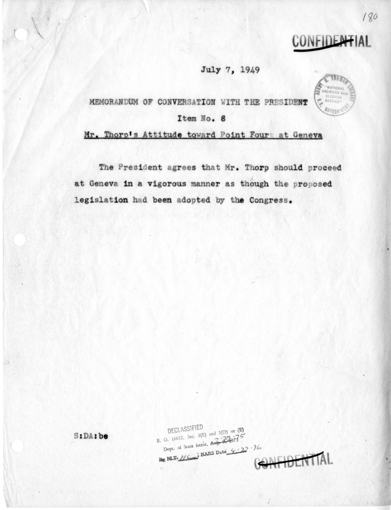 Memorandum of Conversation with the President