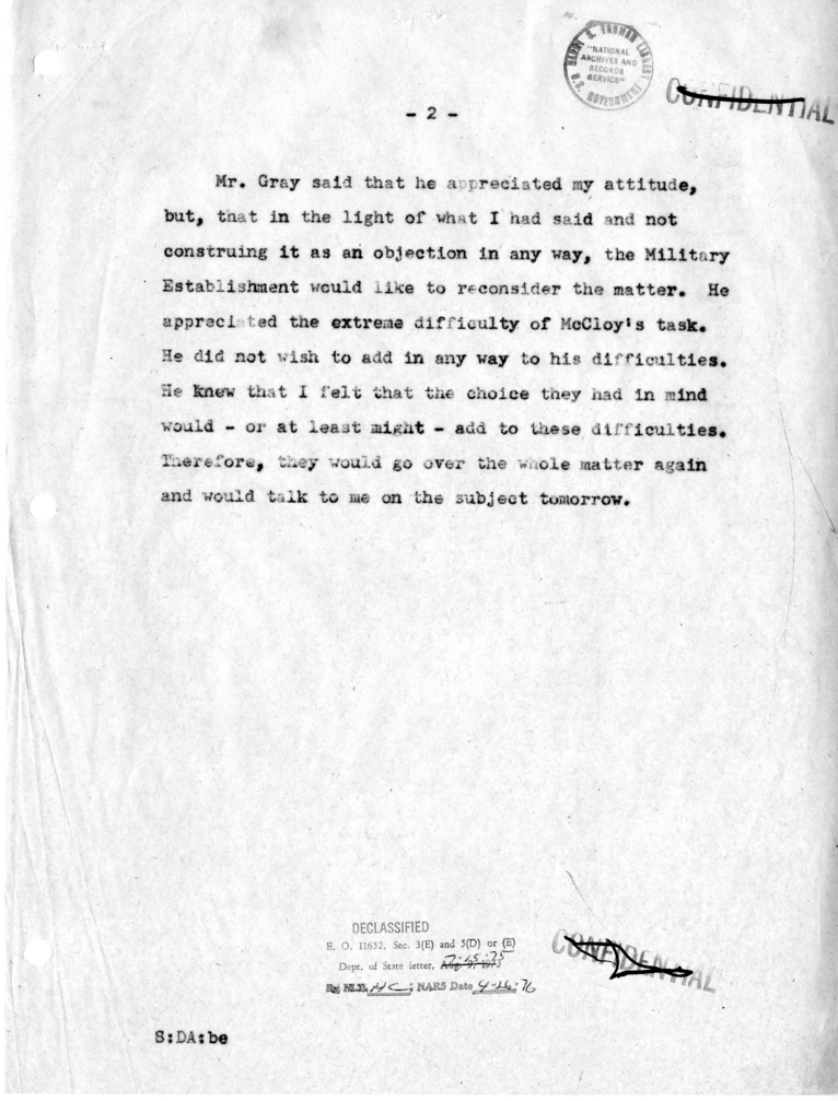 Memorandum for James Webb