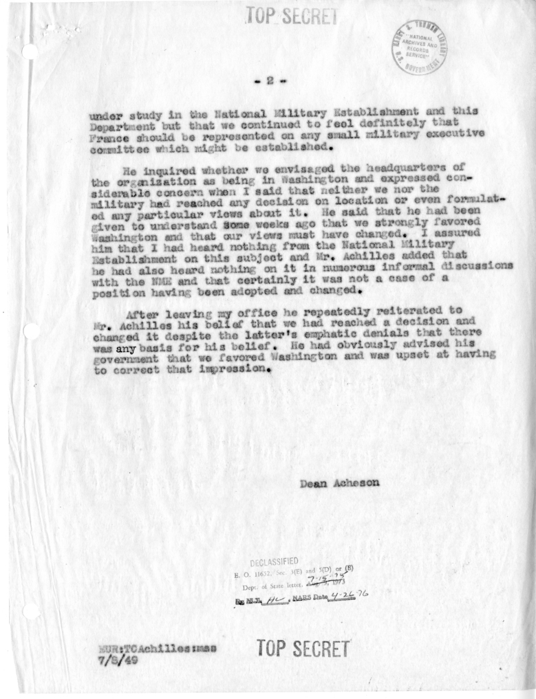 Memorandum of Conversation with Henri Bonnet