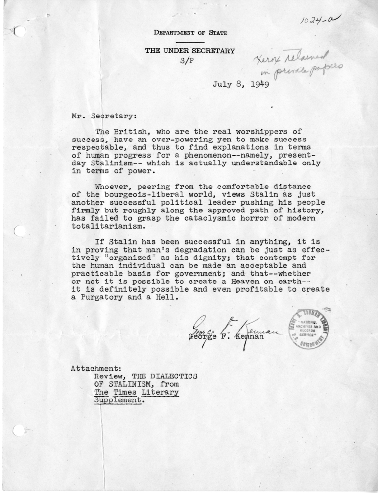 Memorandum, George F. Kennan to Dean Acheson