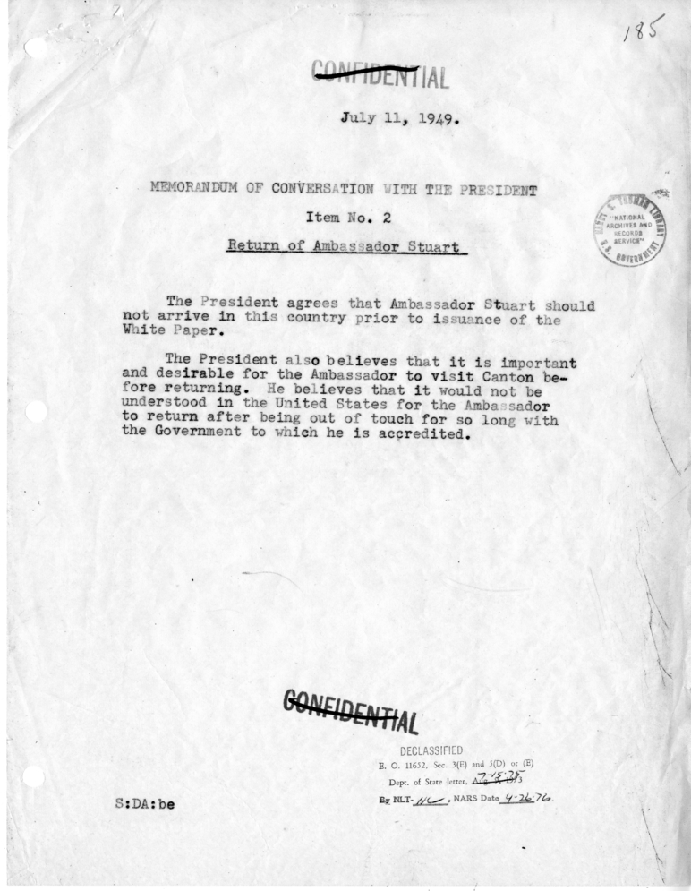 Memorandum of Conversation with the President