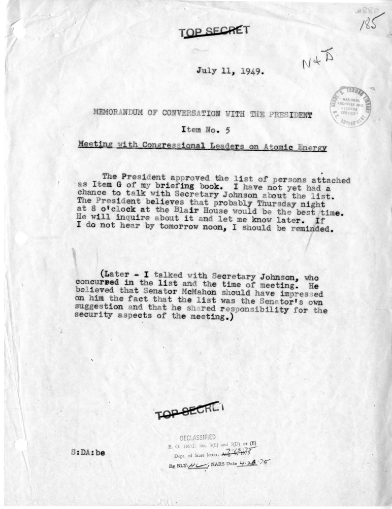 Memorandum of Conversation with the President