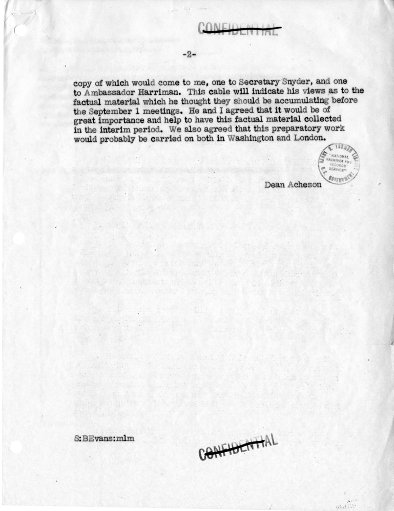 Memorandum of Telephone Conversation with Ambassador Lewis Douglas