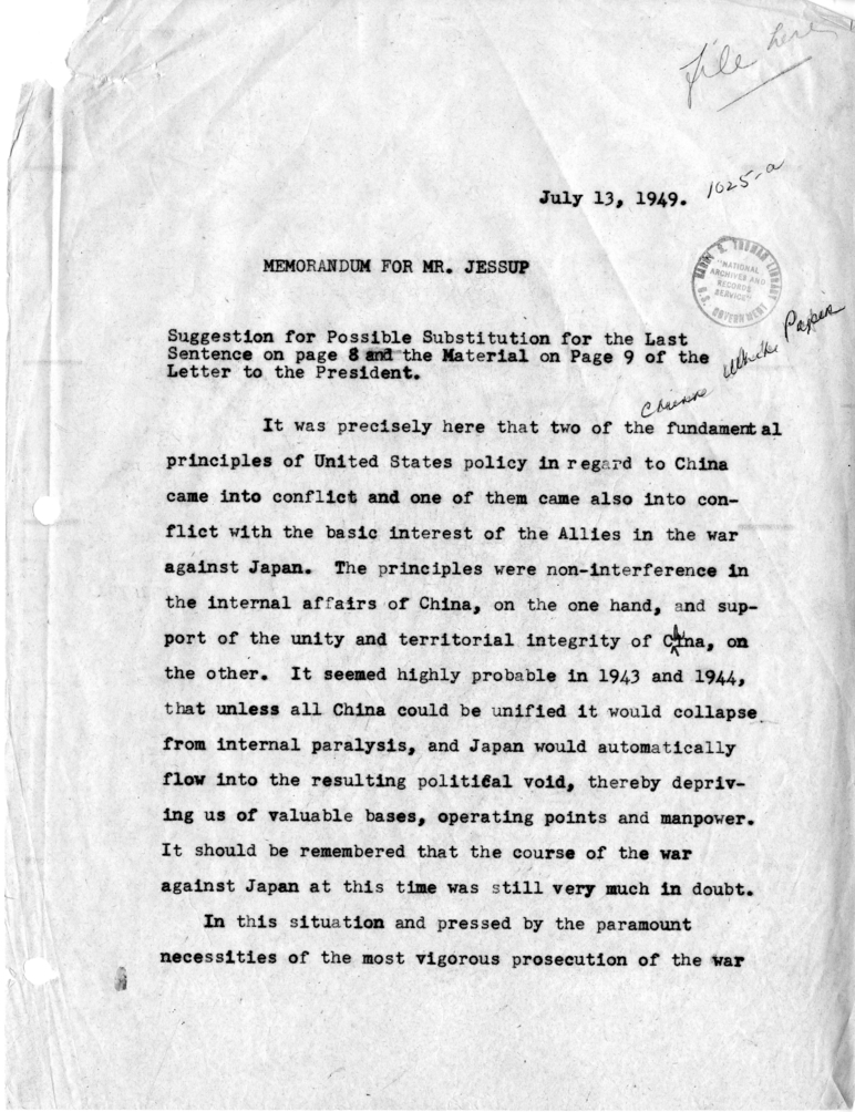 Memorandum for Mr. Philip Jessup