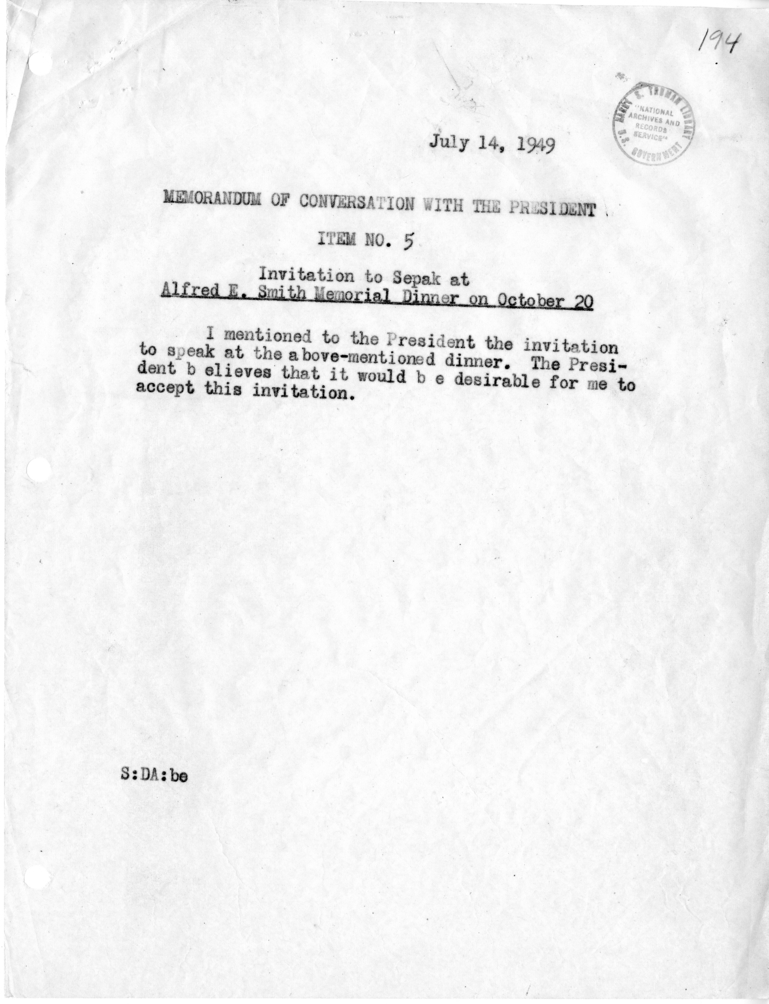 Memorandum of Conversation with the President
