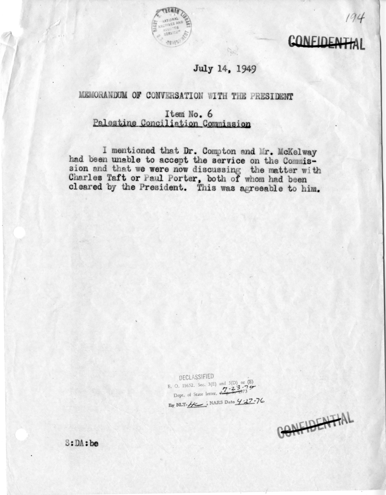 Memorandum of Conversation with the President