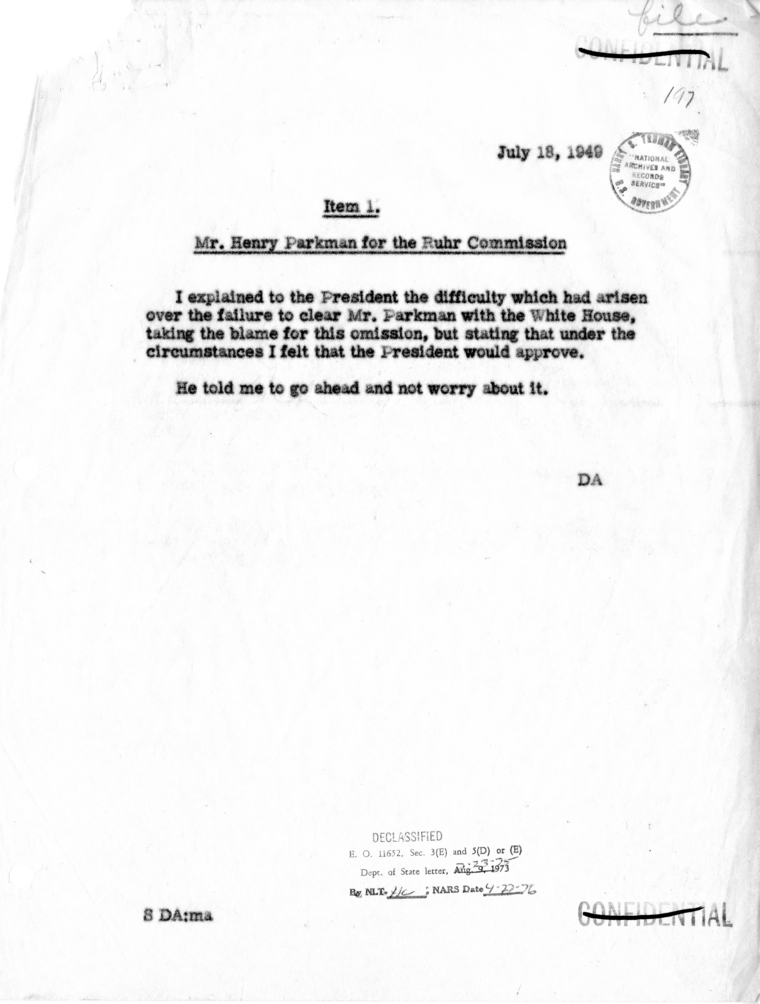 Memorandum of Conversation with the President