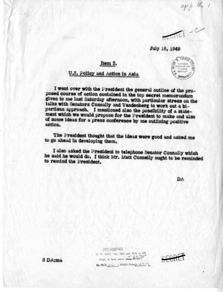 Memorandum of Conversation with the President