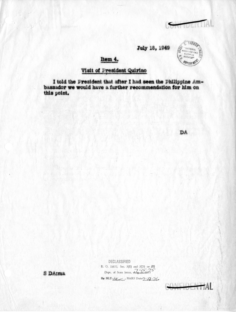 Memorandum of Conversation with the President
