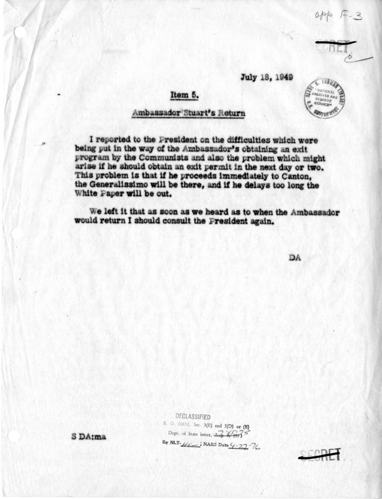 Memorandum of Conversation with the President
