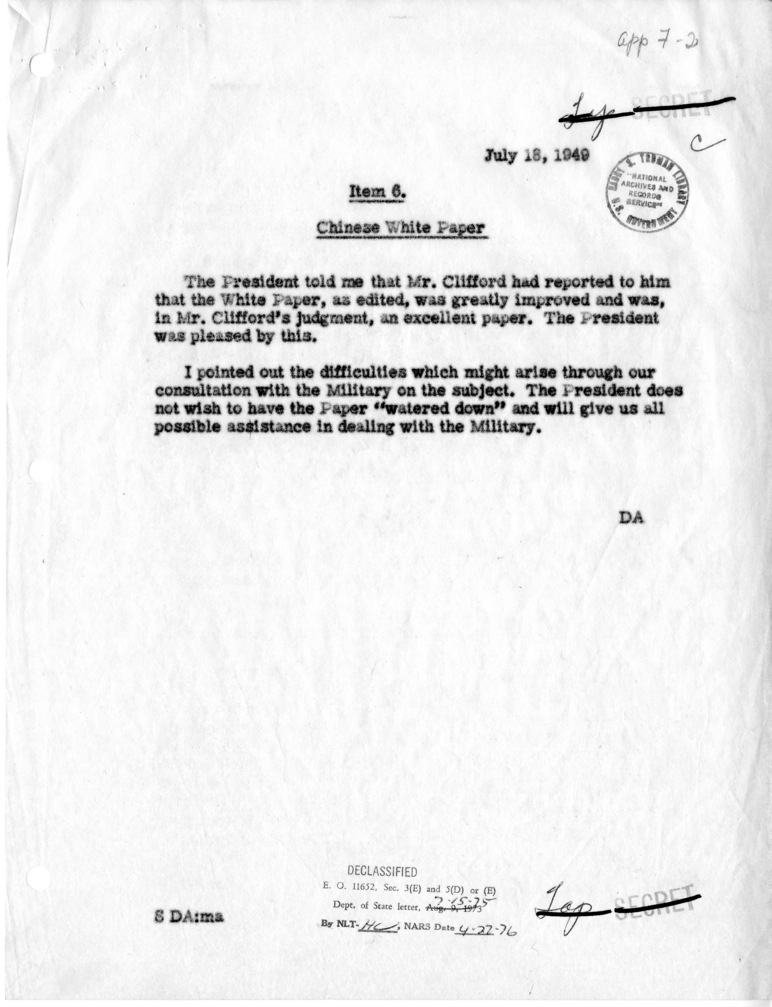 Memorandum of Conversation with the President