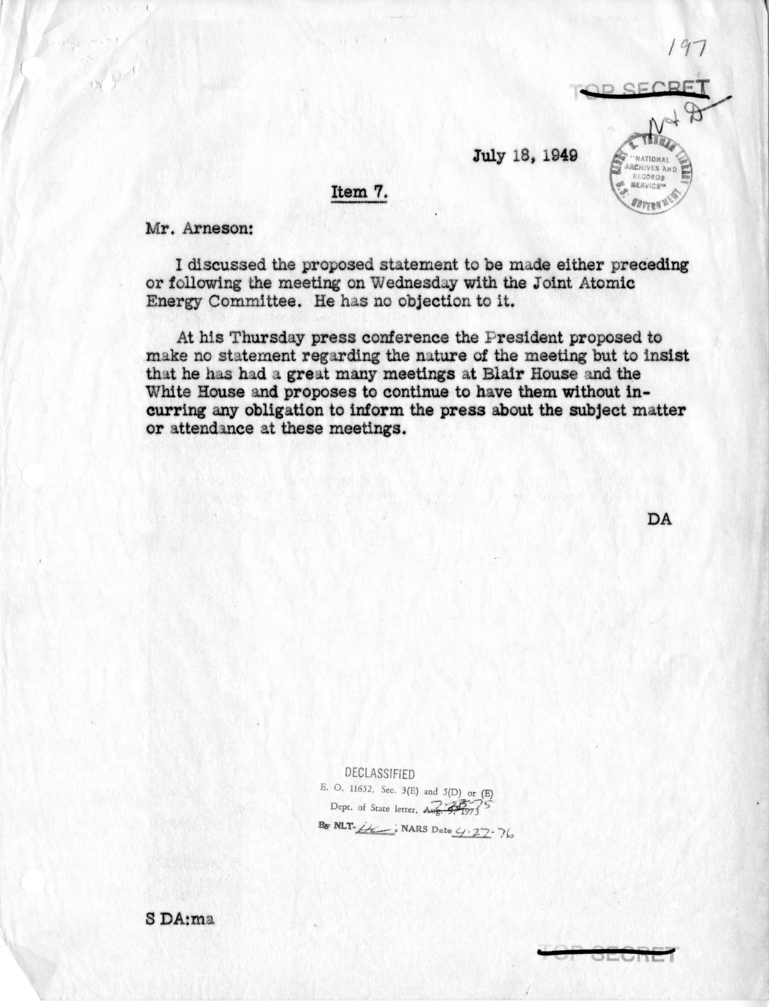 Memorandum of Conversation with the President
