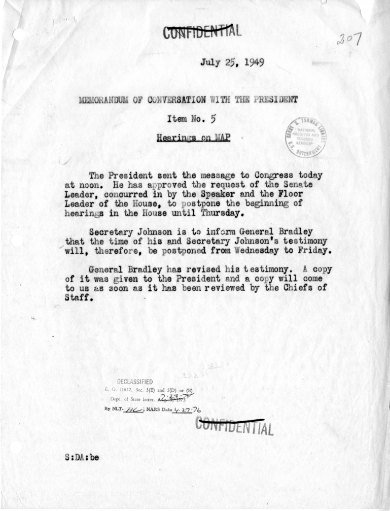 Memorandum of Conversation with the President