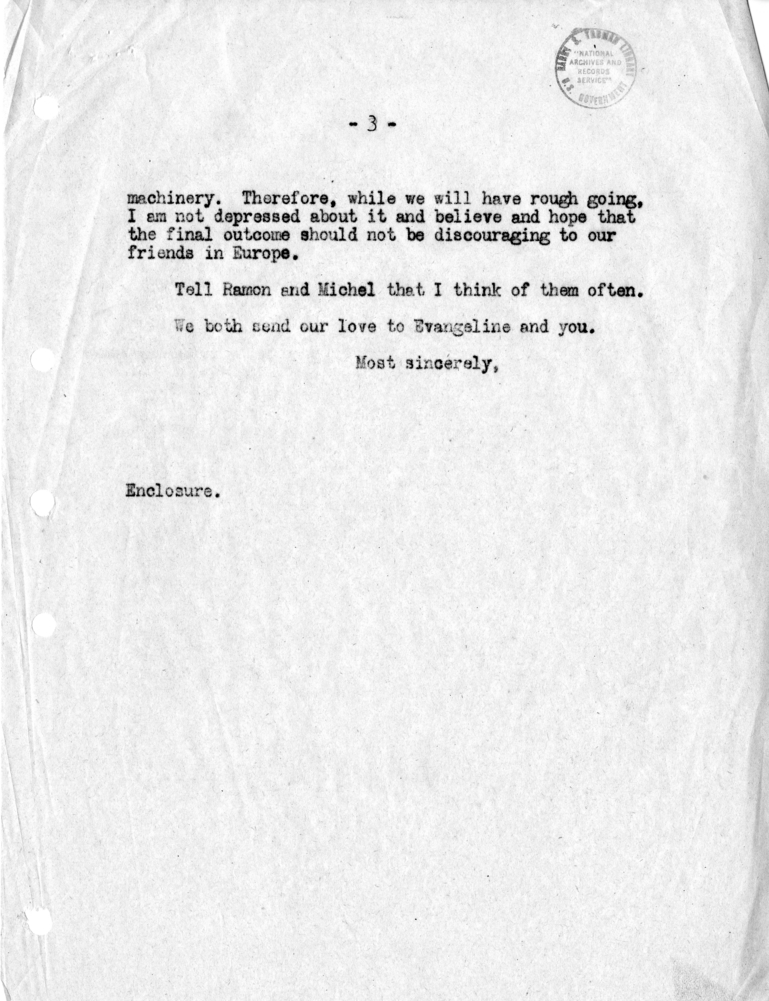Letter, Dean Acheson to United States Ambassador to France David K. E. Bruce