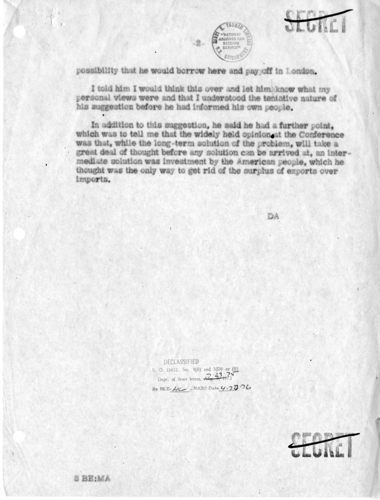 Memorandum of Telephone Conversation with Mr. Walter Nash, Deputy Prime Minister and Finance Minister of New Zealand