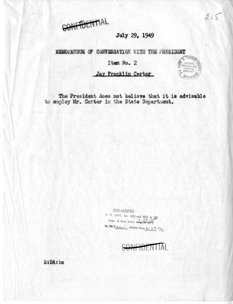 Memorandum of Conversation with the President