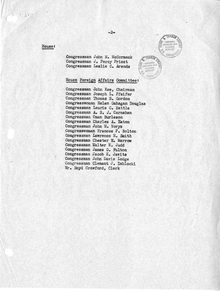 Guest List for Luncheon with Prime Minister of India Jawaharlal Nehru