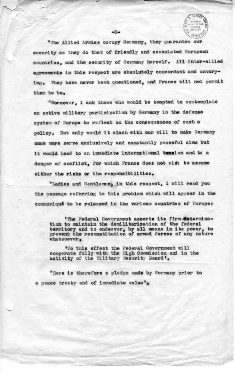 Translation of Statement Made by Robert Schuman Before the French National Assembly
