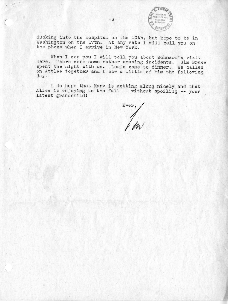 Letter, Lewis Douglas to Dean Acheson