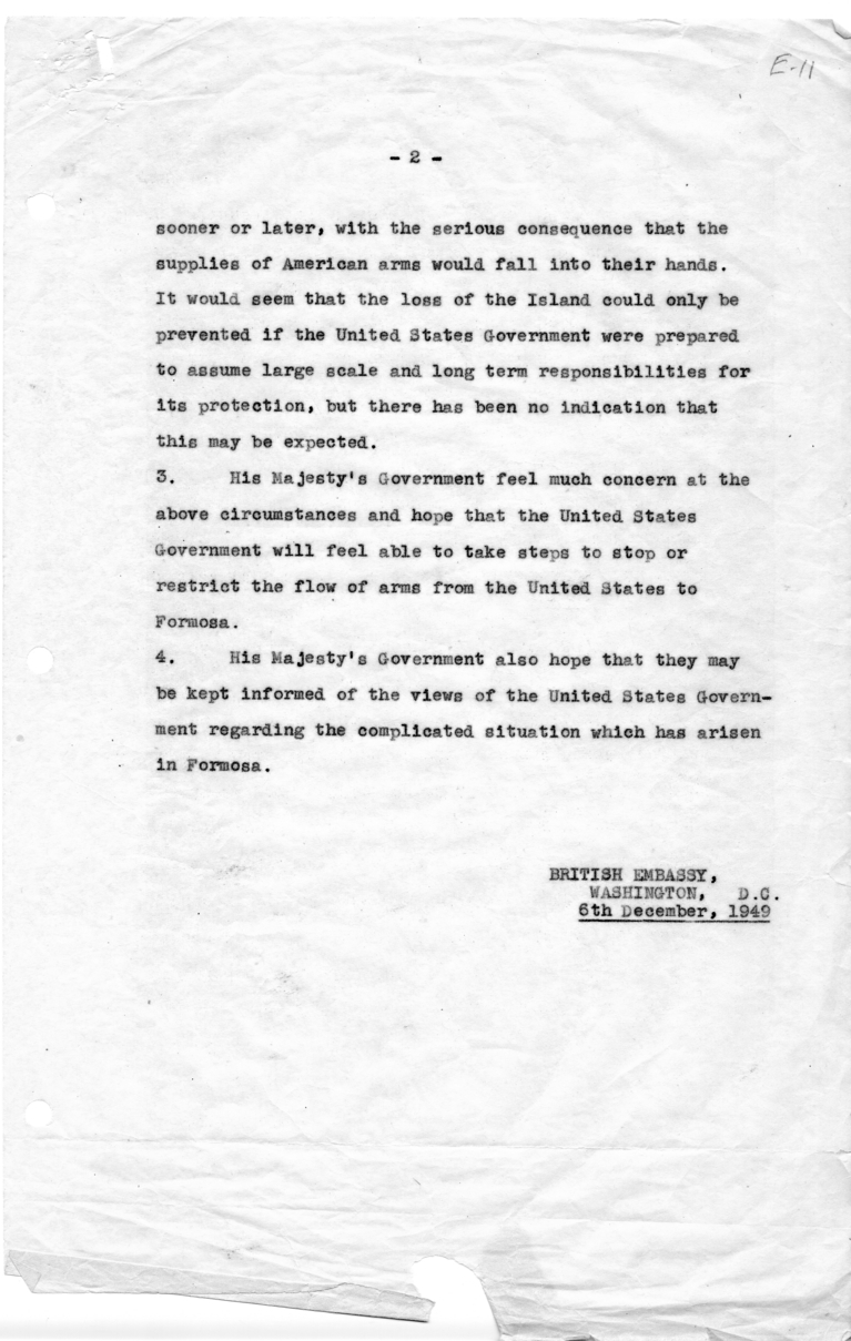 Memorandum Regarding Formosa