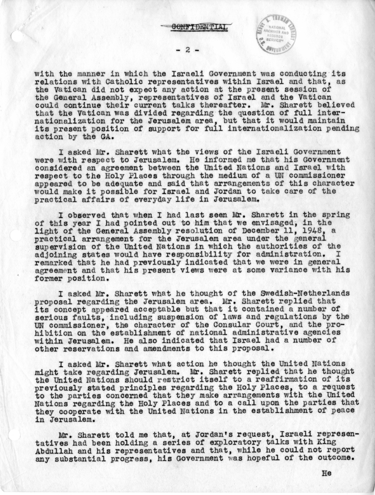Memorandum of Conversation with Moshe Sharett, Eliahu Elath, Dean Rusk and Fraser Wilkins