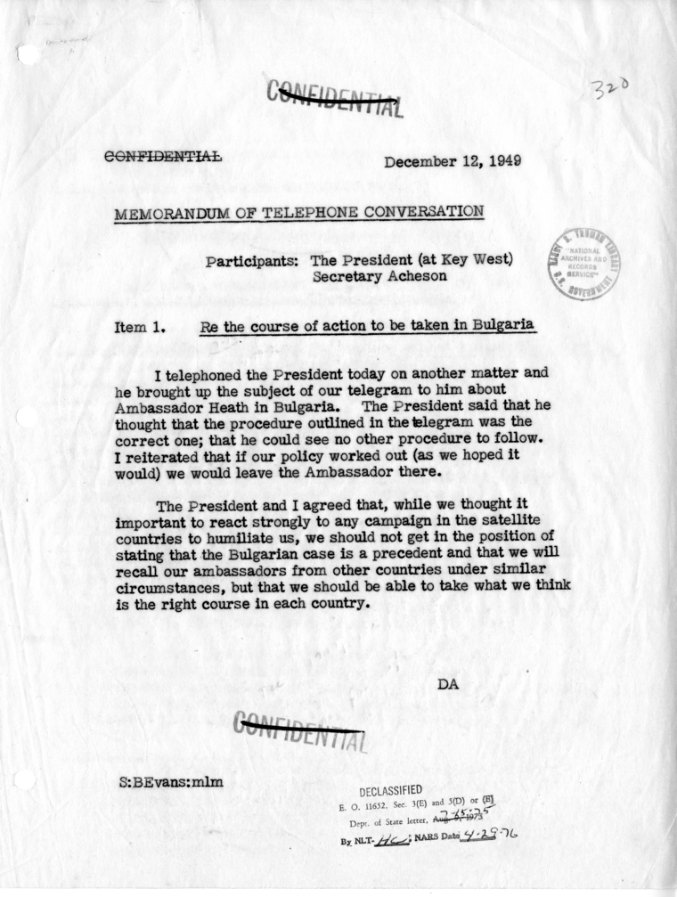 Memorandum of Telephone Conversation with The President