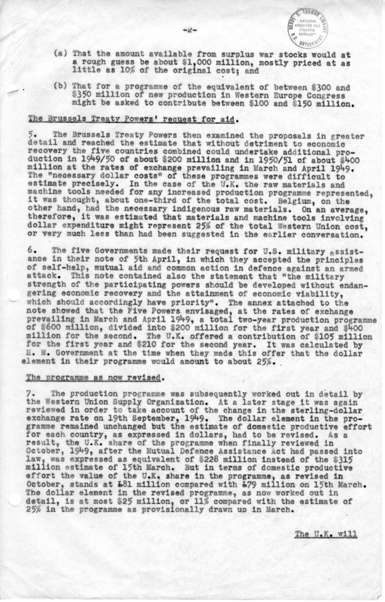 Background Memorandum Regarding United States Military Assistance to Great Britain