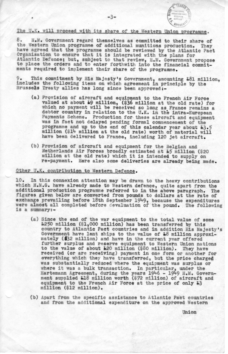 Background Memorandum Regarding United States Military Assistance to Great Britain