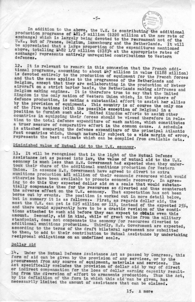 Background Memorandum Regarding United States Military Assistance to Great Britain