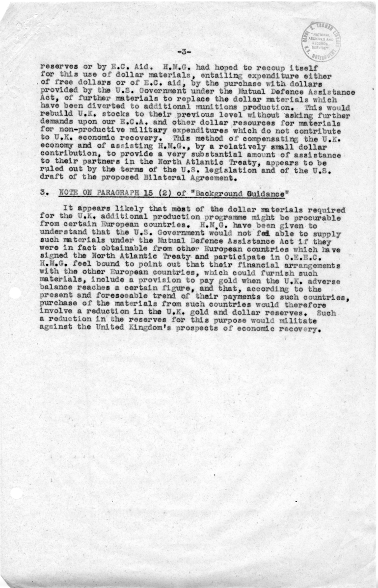 Background Memorandum Regarding United States Military Assistance to Great Britain
