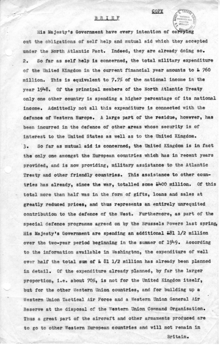 Brief Regarding Great Britain and the Military Assistance Program