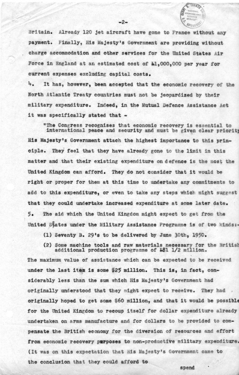 Brief Regarding Great Britain and the Military Assistance Program