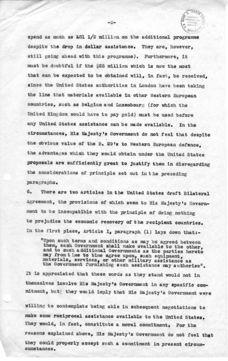 Brief Regarding Great Britain and the Military Assistance Program